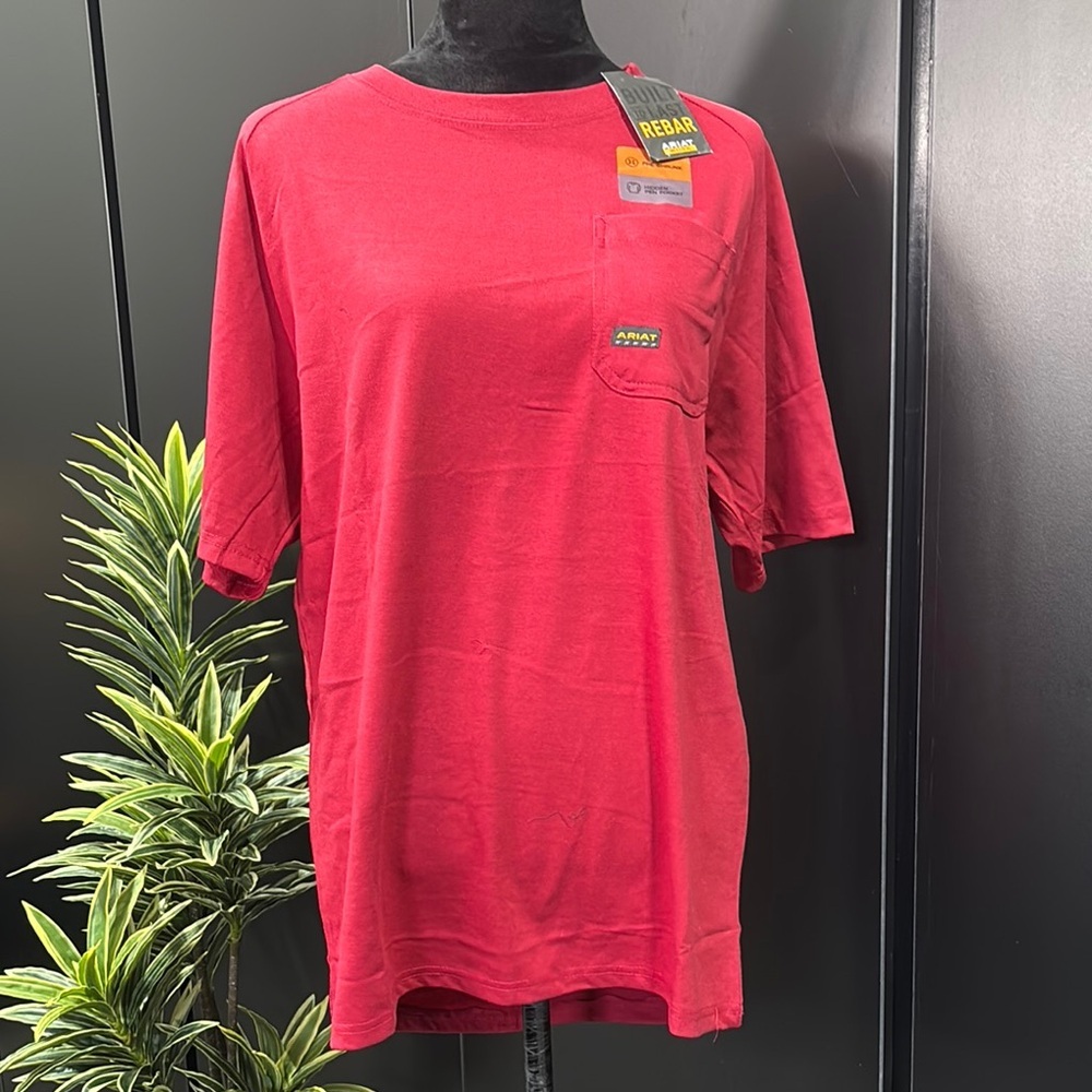 Ariat Rebar Cotton Strong Work, pre-shrunk, pocket-pen slot,tagless,crewneck